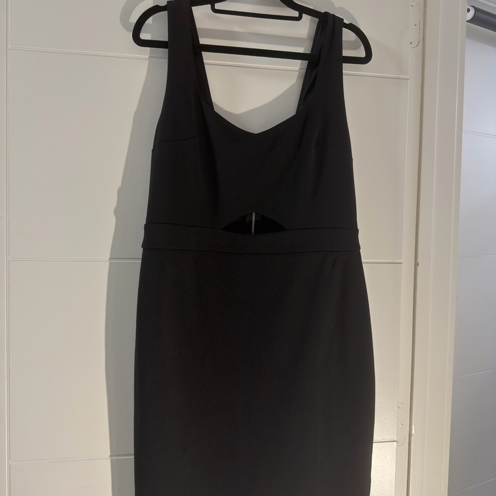 Express Black Midi Sheath Dress with Waist Cutout